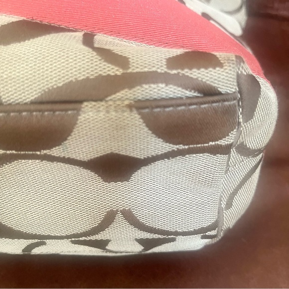 Coach Monogram Logo Printed Canvas Patent Leather Trimmed Medium Size Tote Bag - Picture 7 of 12